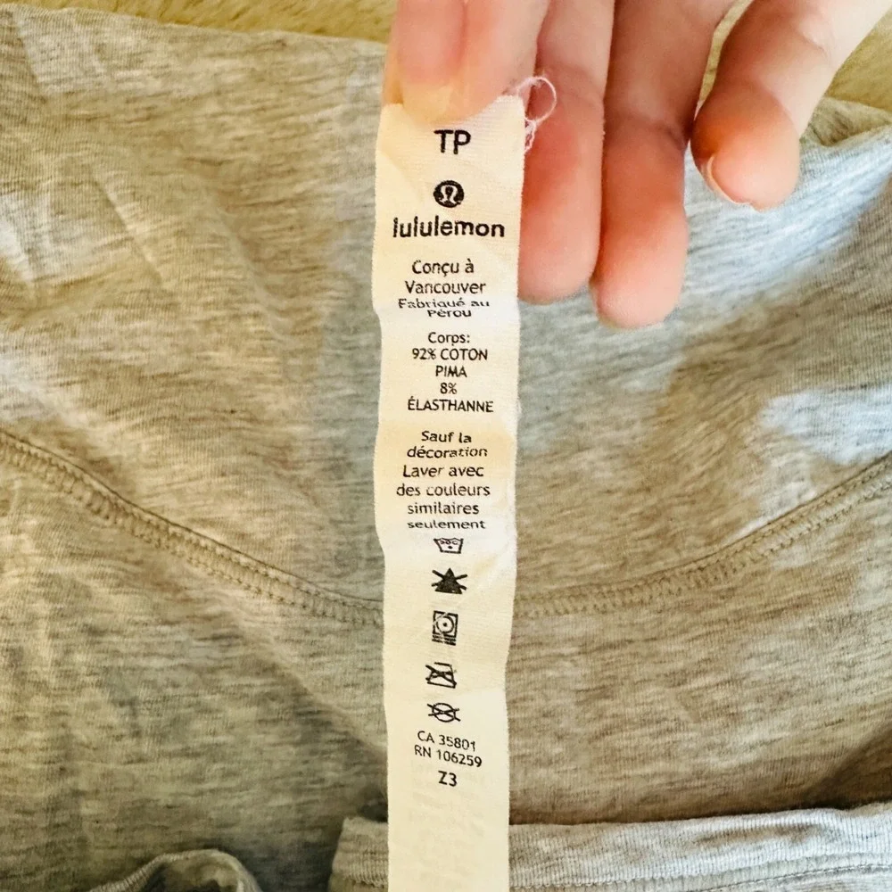 Lululemon Top Womens XS Tank Sleeveless Gray Pima Cotton Knit‎
